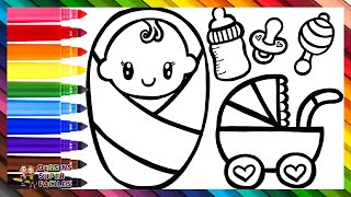 Dessiner et Colorier un Bébé avec Accessoires 👶🍼🌈 Dessins pour Enfants
