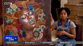 Young Kenyan artist marries painting and kitenge cloth