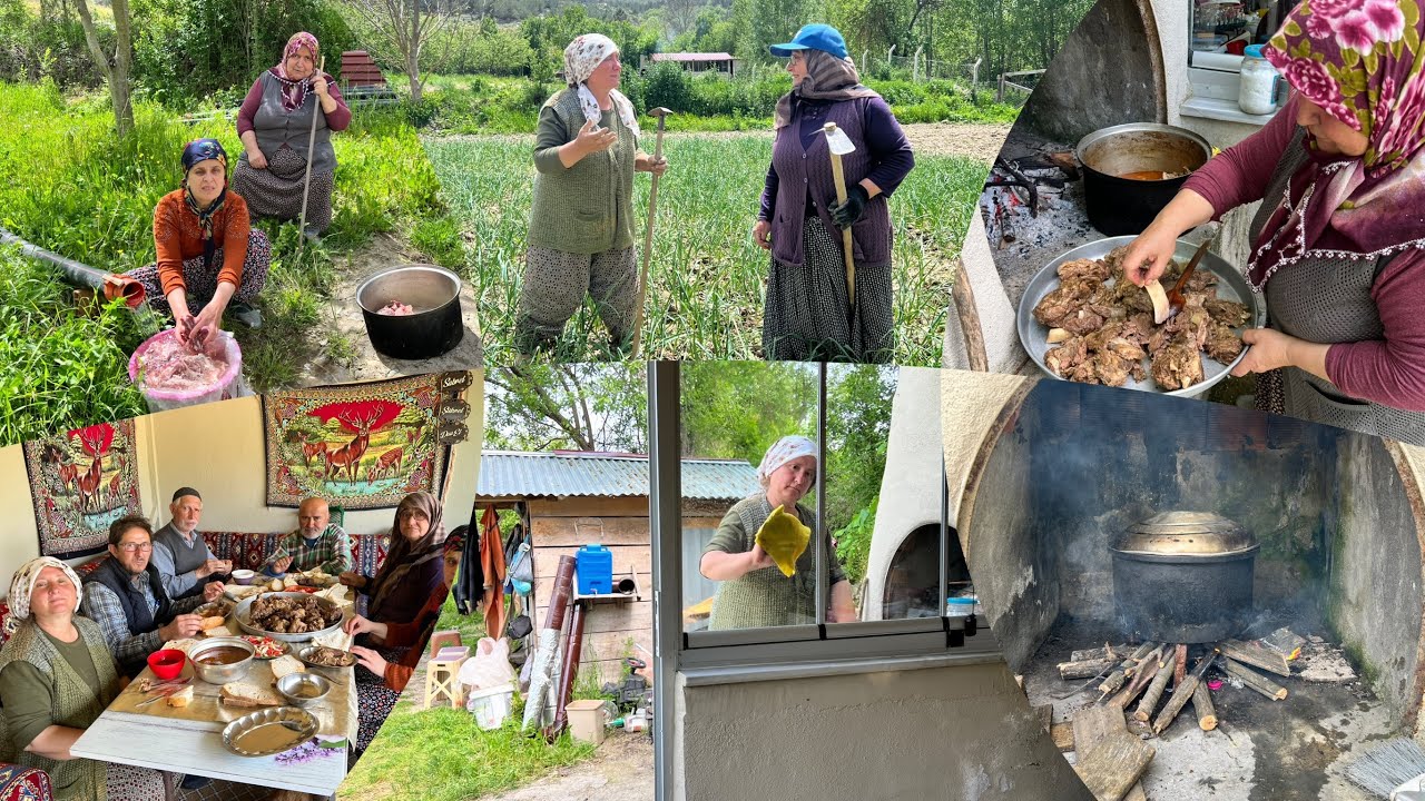 Ocak başında kemikli et sarımsak çapası temizlik öğlen yemeği bahçe 