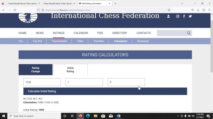 FIDE Elo rating calculator