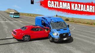 OTOBANDA GAZLAMA KAZALARI // dodge PERT ETTİM / BeamNG.drive
