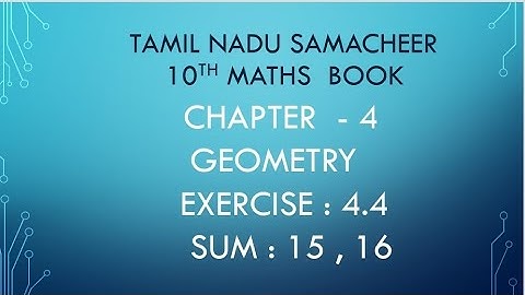 TN 10th maths|Chapter 4|Geometry|Exercise 4.4|Sum : 15 , 16|‎@JMDMmathschannel 