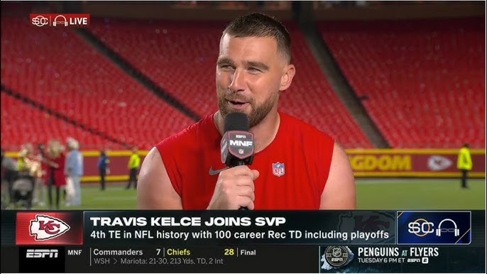 Travis Kelce gets emotional talking about Fiance Taylor Swift after Chiefs' win over Commanders - YouTube