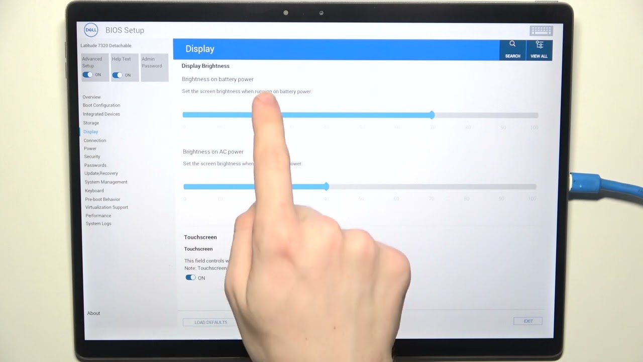 Как изменить яркость дисплея в BIOS на DELL 7320 Detachable