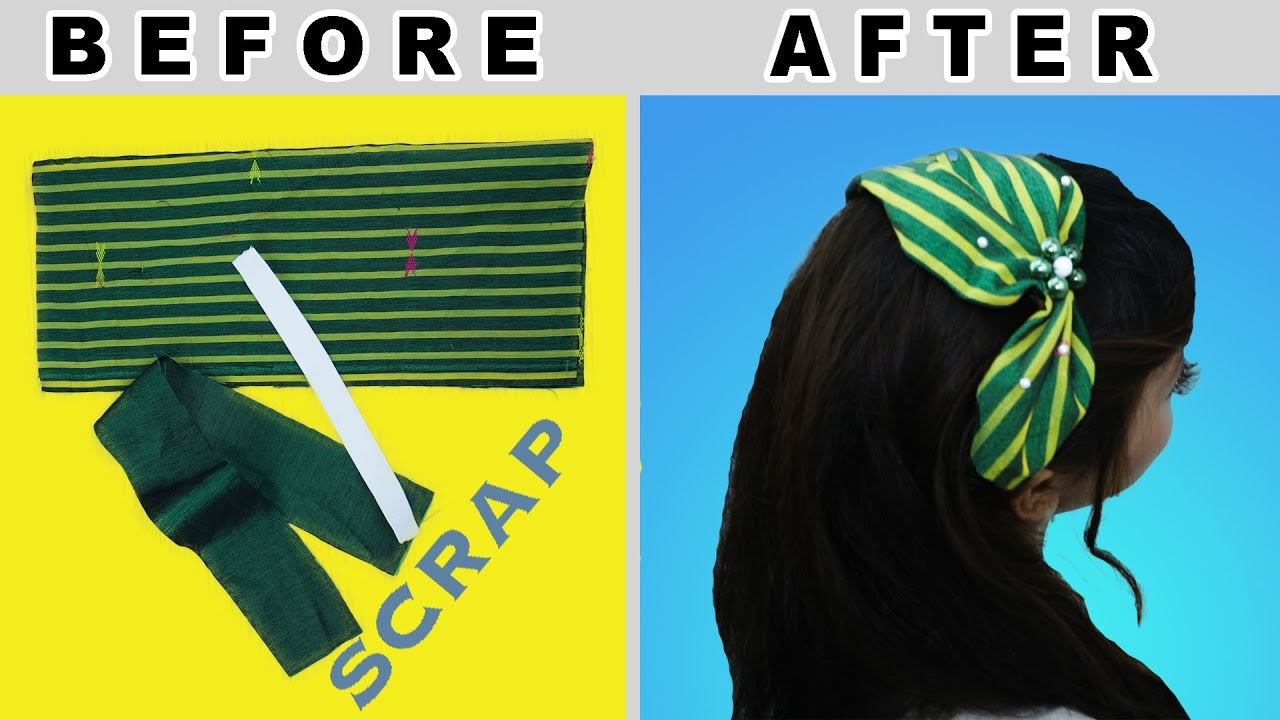 Recycle Stripped Fabric Transform To Head Band ⭐️ Wide Head Band With ...