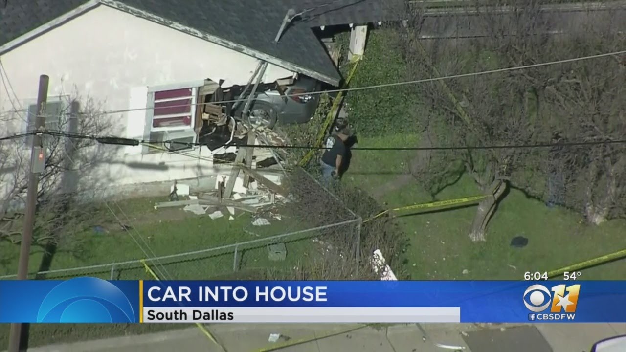 Driver Hospitalized After Car Crashes Into House In Dallas - YouTube