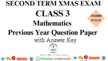 Class 3 Maths Second Term Xmas Exam Question Paper 2024 @GeneralEduOnline  Standard 3 QP Maths