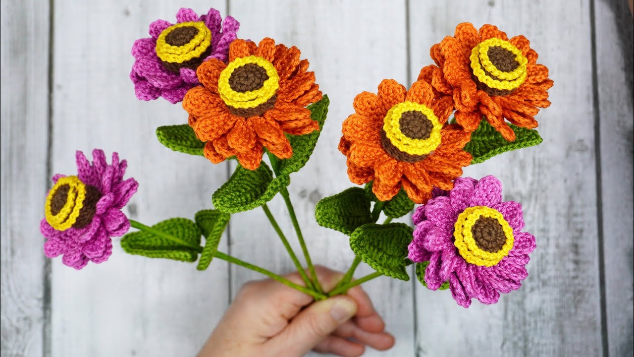 🌺 FLOR ZINNIA ,MAL DE OJO  TEJIDA A CROCHET