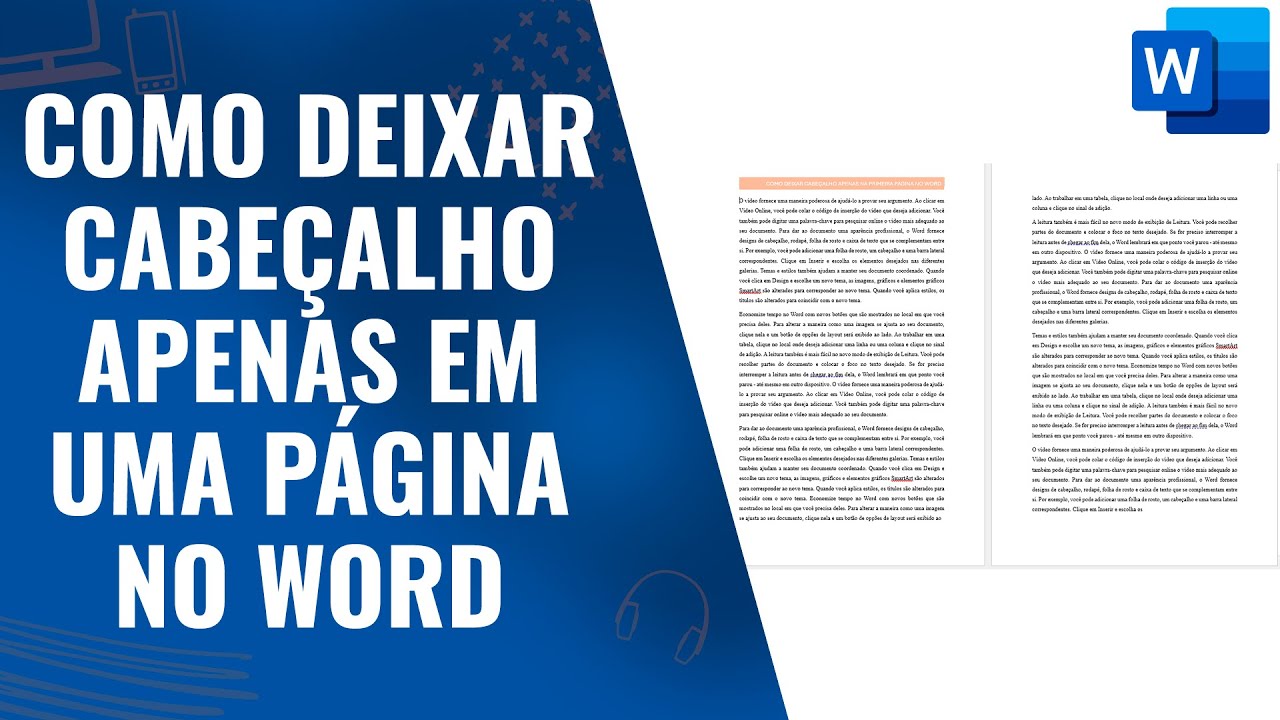 Como Deixar Cabeçalho Apenas Na Primeira Página No Word - YouTube
