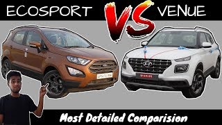 VENUE vs ECOSPORT🔥🔥Comparison : MOST DETAILED 😱 Ford Ecosport Vs Hyundai Venue