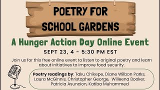 Poetry for School Gardens Event for Hunger Action Day 2023