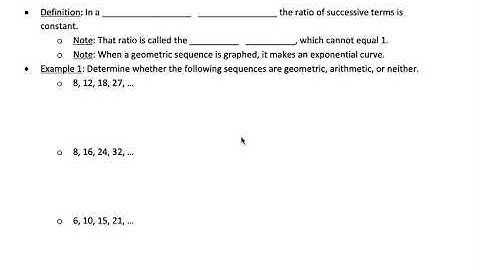 9.3 (part 1) Geometric Sequences