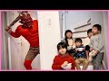 【ドッキリ】節分の鬼が来た！怖すぎて泣いちゃうかなたくんとこはる😭