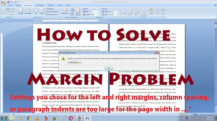 How to solve MS doc margin problem "Settings you chose for the left and right margins, column..."