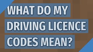 What do my driving Licence codes mean?