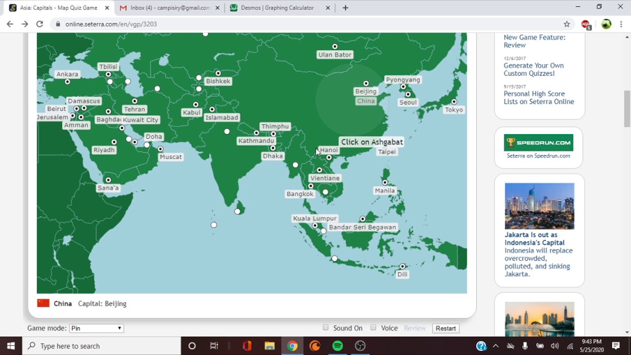 Seterra Asia Countries Map Quiz 