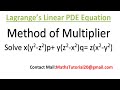 How to solve lagranges linear pde equation l method of multipliers l concepts  examples in tamil