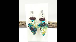 Polymer Clay Mokume Gane and Arrowhead Earrings