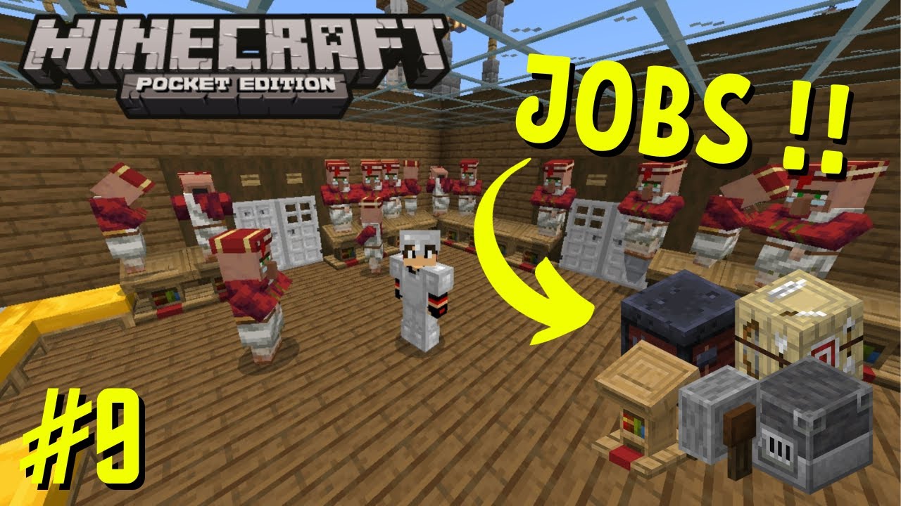 GIVING JOBS TO VILLAGERS MINECRAFT PE GAMEPLAY 9 YouTube