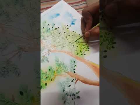 Easy Watercolour Tree #shorts #shortvideo #treeoflife