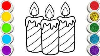 Colorful Candles Drawing, Painting, Coloring for Kids and Toddlers