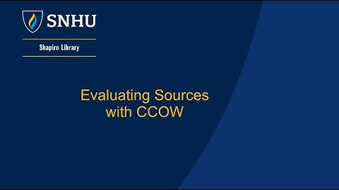 Evaluating Sources with CCOW