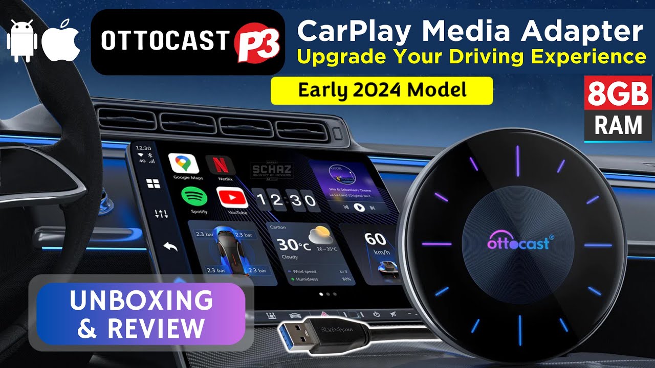 OTTOCAST PICASOU 2 CarPlay AI Box with HDMI Wireless CarPlay Android Auto  Audio