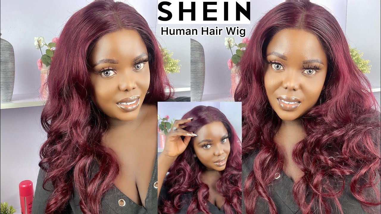 SHEIN Sells Human Hair Wigs: Is it good? Burgundy Body Wave 22inch Lace ...