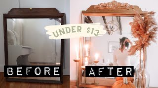 $13 DIY THRIFT FLIP ANTIQUE GOLD MIRROR\/\/Anthropologie Mirror Dupe Budget Friendly! Aging Techniques