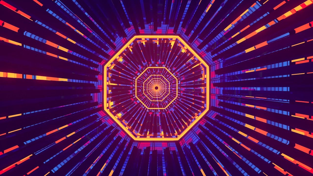 4K Abstract Sci-Fi Tunnel VJ Motion Background || Neon Light Tunnel ...