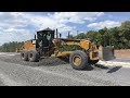 Cat 160M with Topcon 3D GPS spreading gravel part 1