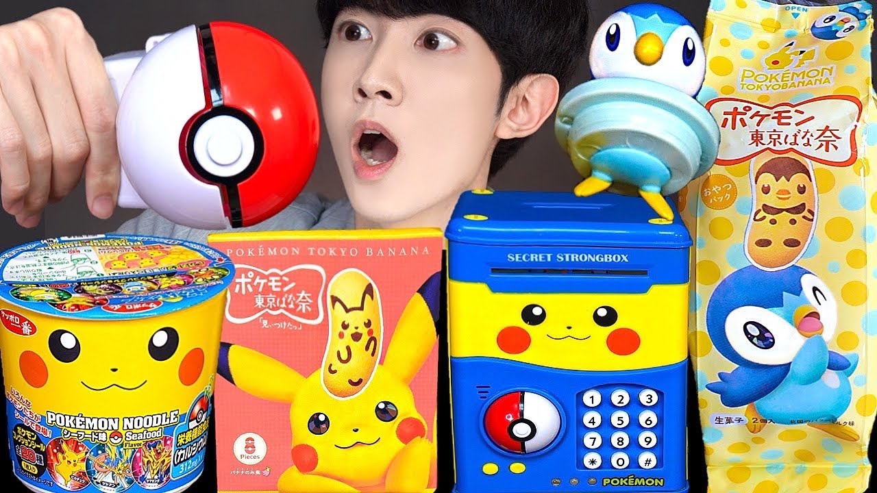ASMR PIKACHU NOODLE POKENMON JELLY PARTY 포켓몬빵 피카츄 라면 젤리 먹방 DESSERTS