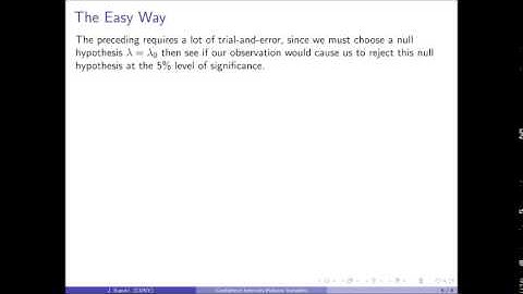 Probability and Statistics 630 Confidence Intervals Poisson Distributions