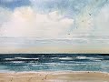 BEGINNERS STYLE Watercolor with Loose Ocean and Sky Washes