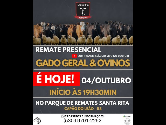 É hoje! 16 horas! Ao vivo no - Santa Rita Remates LTDA