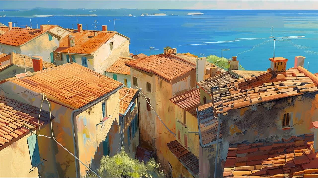 Peaceful Ancient Coastal Village in 4K | Sun-Bleached Mediterranean Beauty | Ambient Relaxation