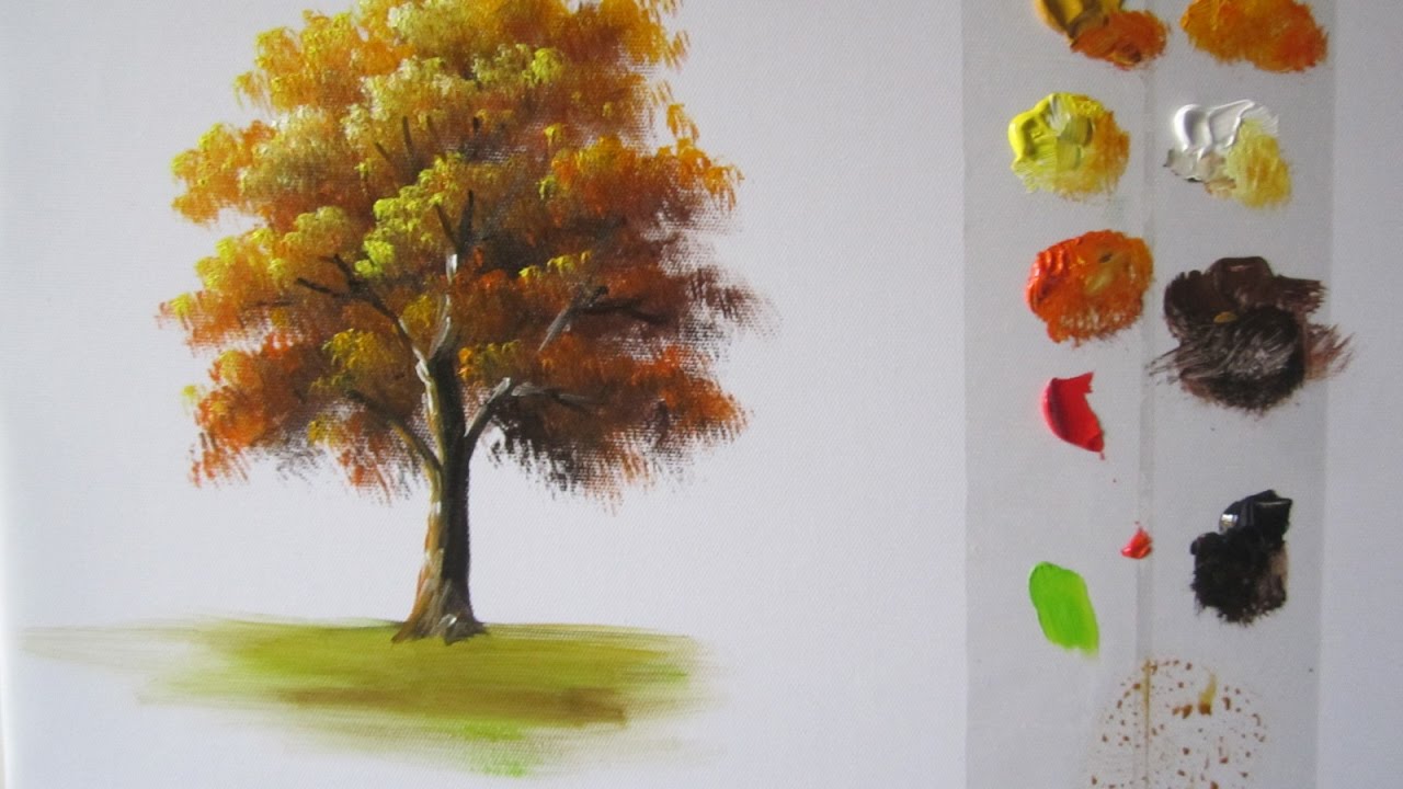 How to paint a fall tree using a fan brush-Free art advice tips and tricks  for artists