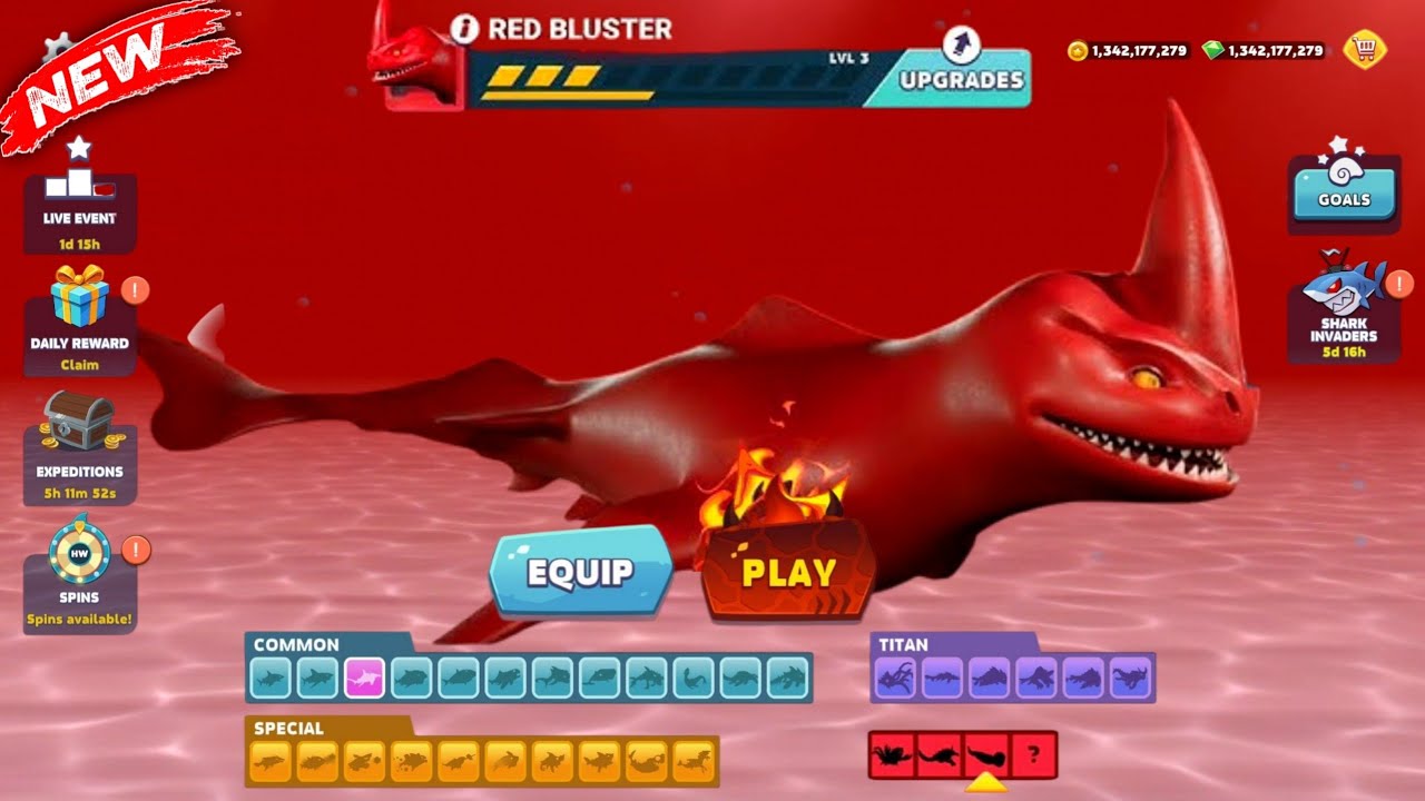 Shark Game - How to Unlock Red Bluster Shark in Hungry Shark Evolution - Shark evolution all sharks