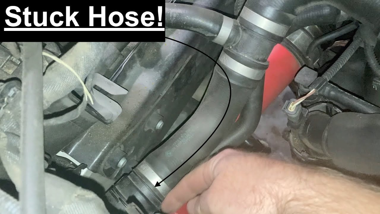 How to Change Coolant in a BMW 328i (F30) Stuck Lower Radiator Hose ...