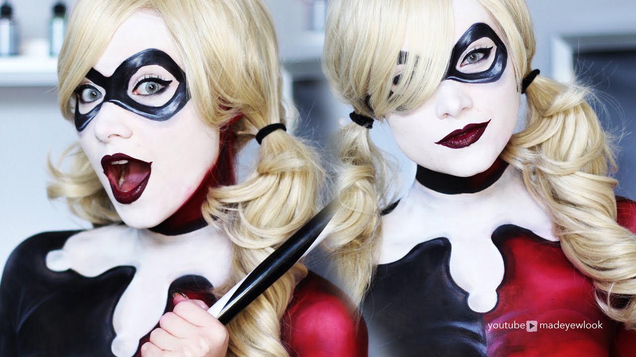 Harley Quinn Makeup Tutorial | Costume also painted - YouTube