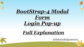 BootStrap-4 Modal  Form || Login Pop-up || Full Explanation.
