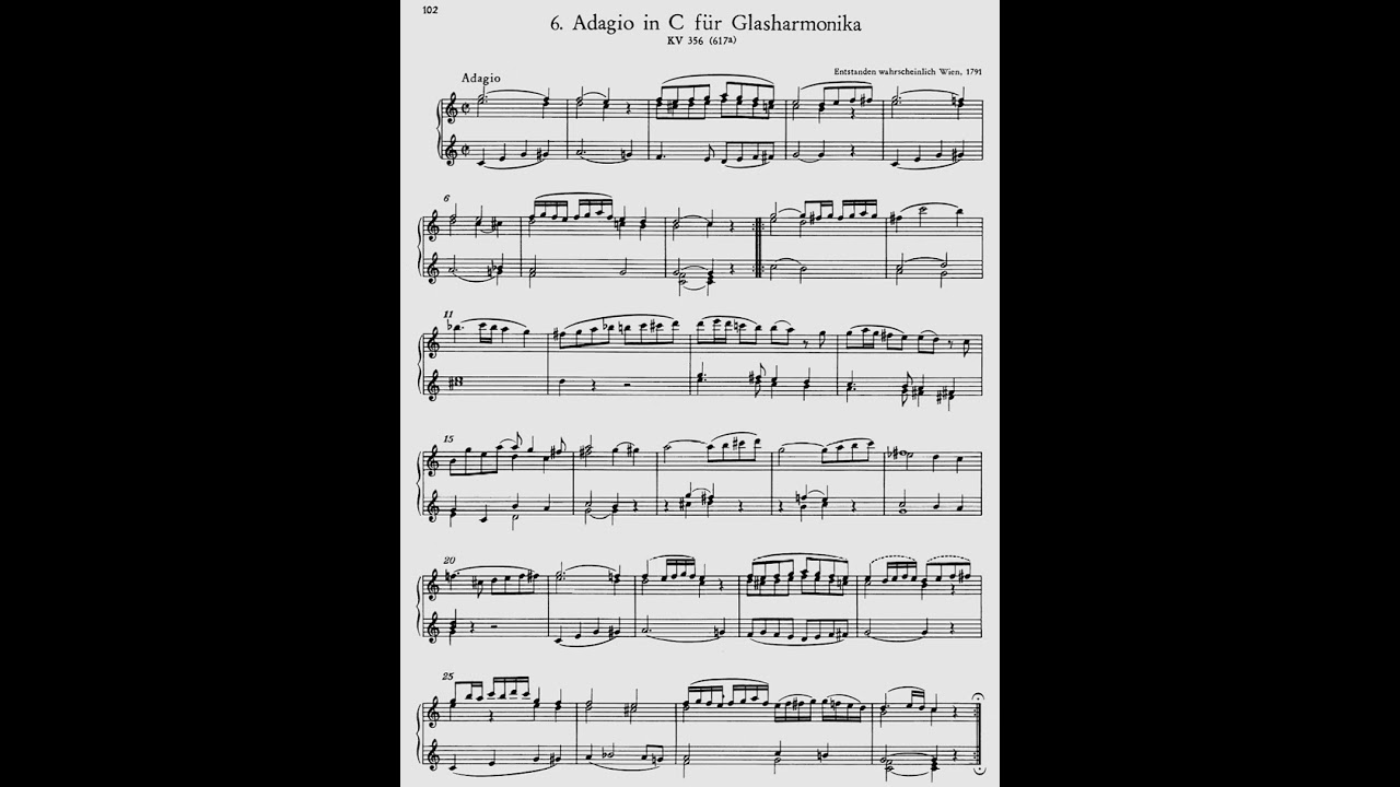 Mozart: Adagio for Glass Harmonica  played on Forte Piano K. 356 (617a) 