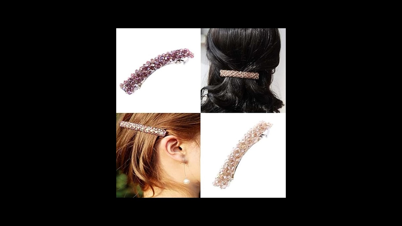French Barrette Hair Clips for Women and Girls | 3 pcs Crystal | Hair Accessories