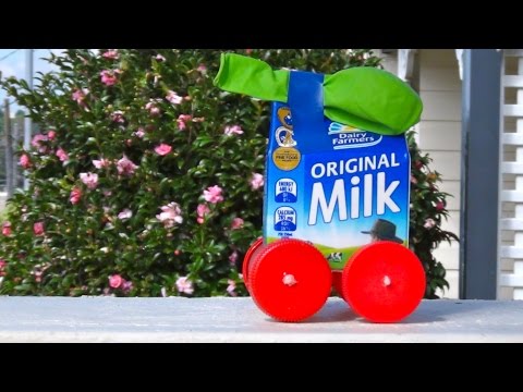 How to Recycled craft: balloon-powered milk carton car