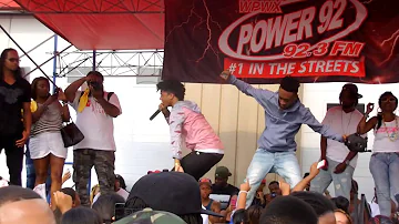 Rae Sremmurd performing "No Flex Zone" at  Power 92 Car Show