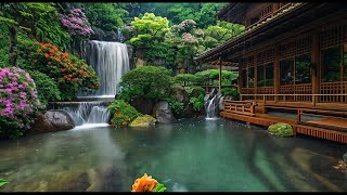 Peaceful Rain in a Japanese Oasis: Gentle Rain Sounds and Piano Music for Serenity and Deep Sleep🌼🎹