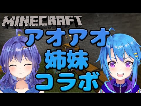 【MINECRAFT】【アオアオコラボ】天空城の周り色々する！！【水無月アオサ】【蒼藍アオ】