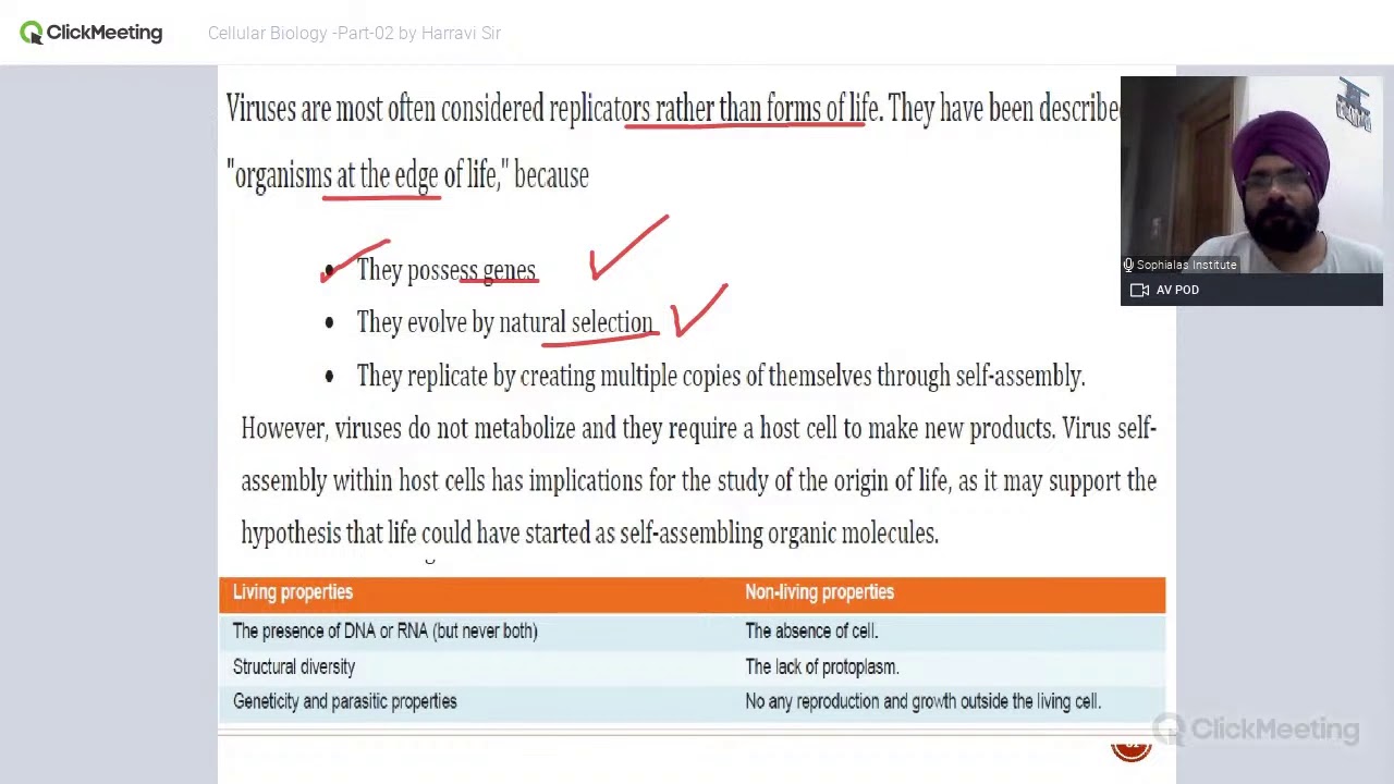 SOPHIAIASINSTITUTE presents CELLULAR BIOLOGY 02   - HARRAVI SIR