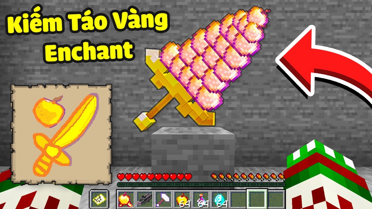 Minecraft Bedwars, Vẽ Kiếm Táo Vàng Enchant Được Đồ Siêu Vip ??