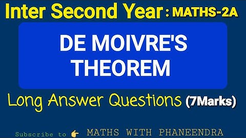 De Moivres Theorem MATHS-2A Intermediate Second Year TS Intermediate